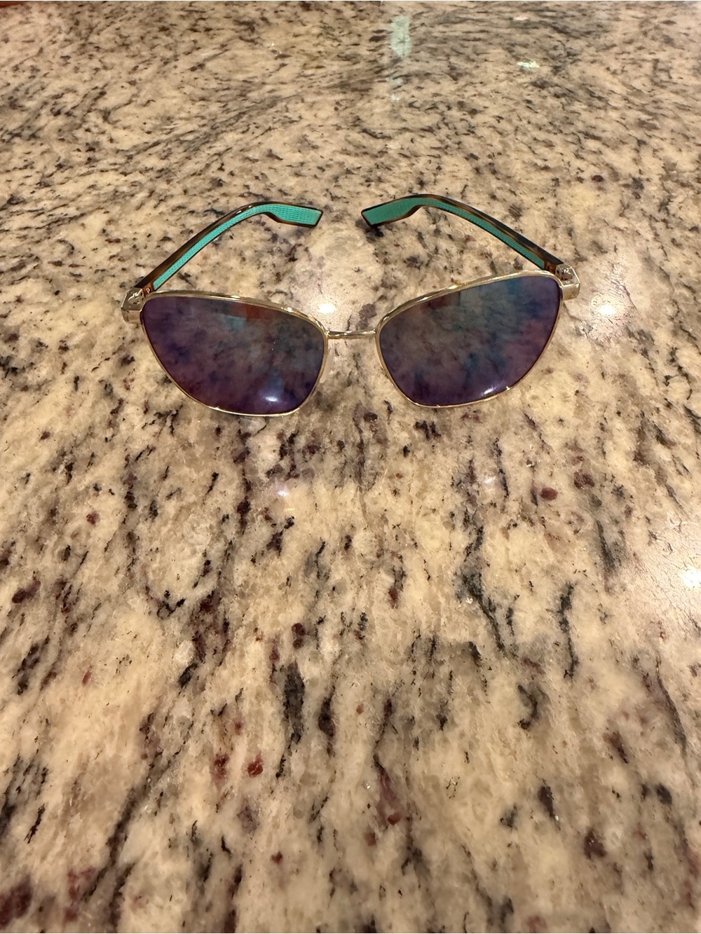 Costa Gold Frame Sunglasses with Teal Temples